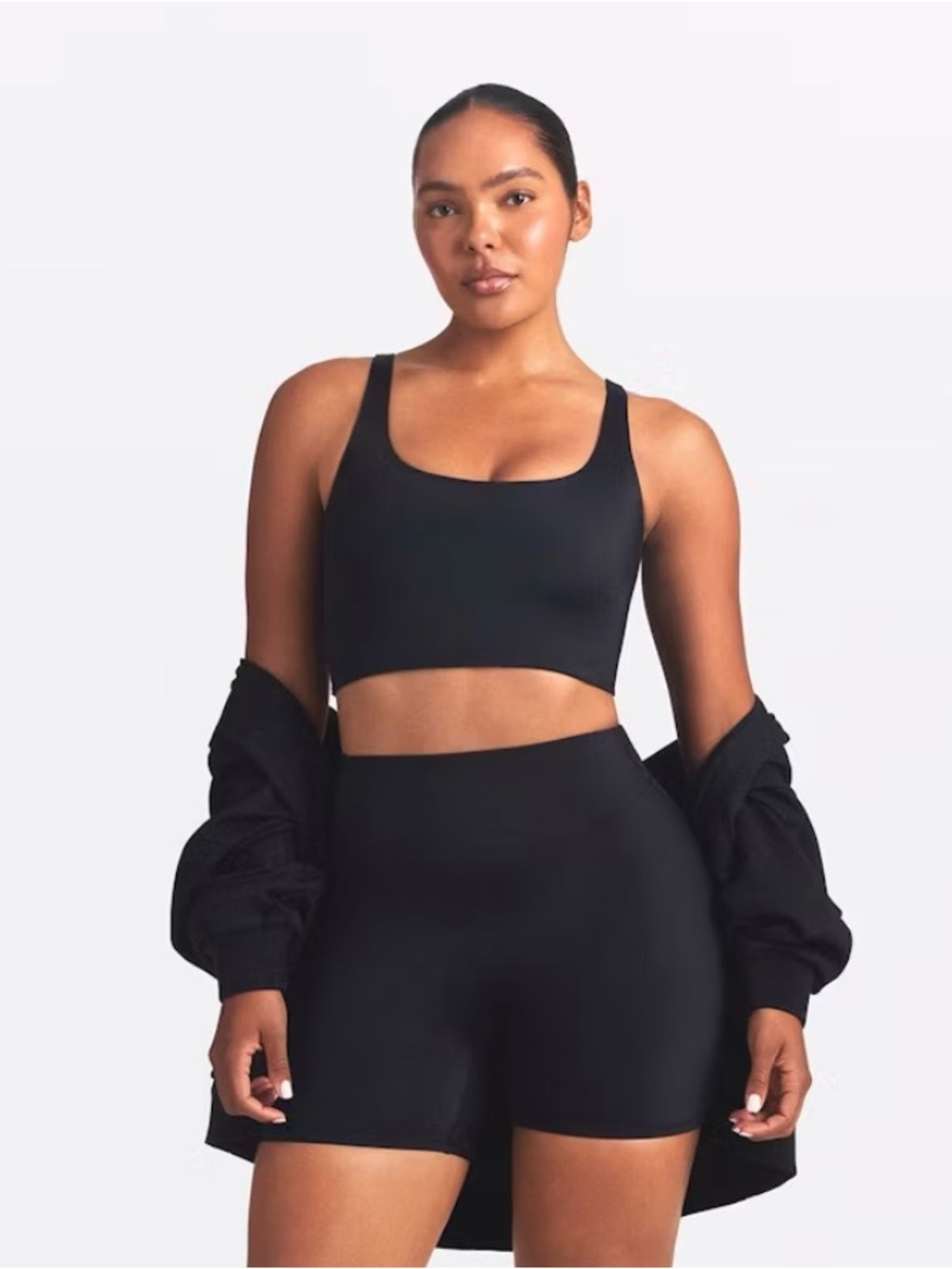 Nike x Skims Longline Scoop Bra - Shine, Obsidian NWT M